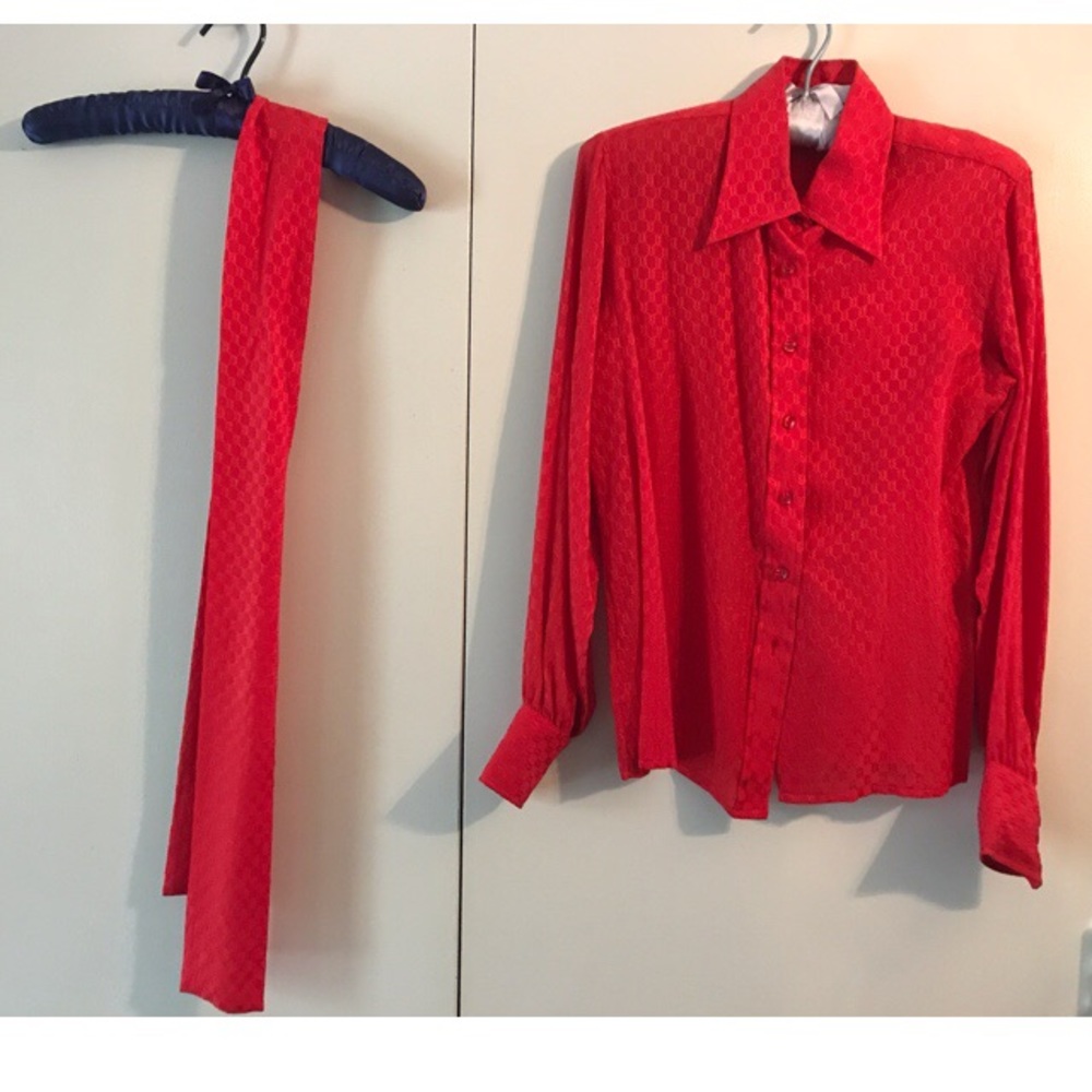 Vintage Hubert Pinault Red Silk Blouse